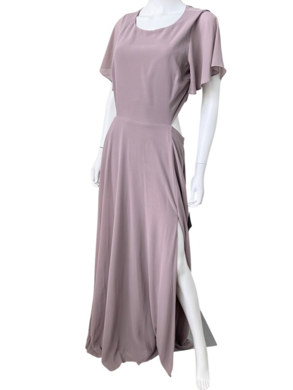 Lulus Lilac Maxi Dress Flutter Sleeve Cutout Formal Gown L NWT - Picture 2 of 10